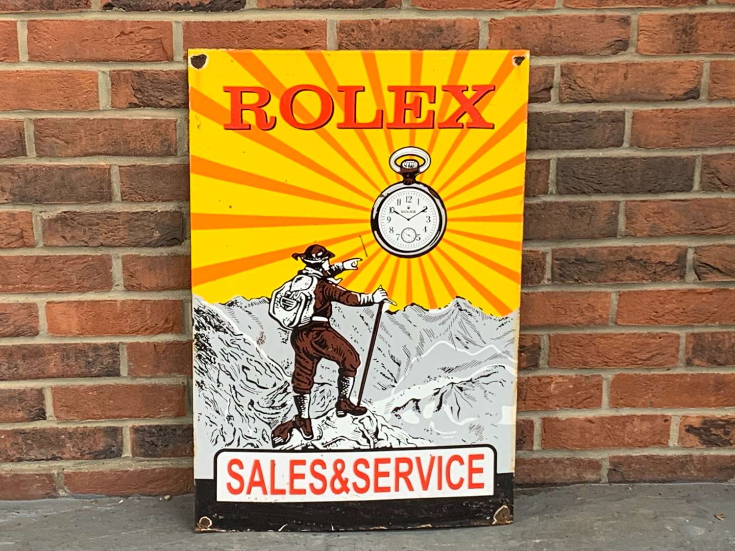 <p>Rolex Sales and Service Enamel Sign</p>