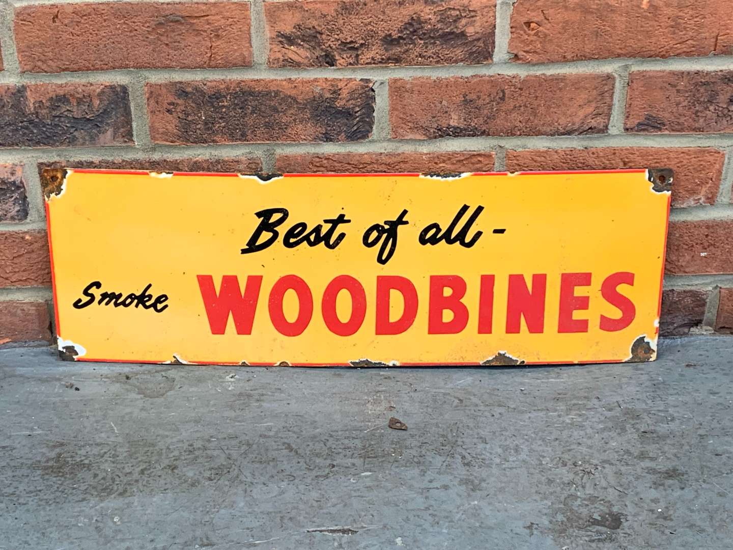 <p>Best of all Smoke Woodbines Enamel Sign</p>