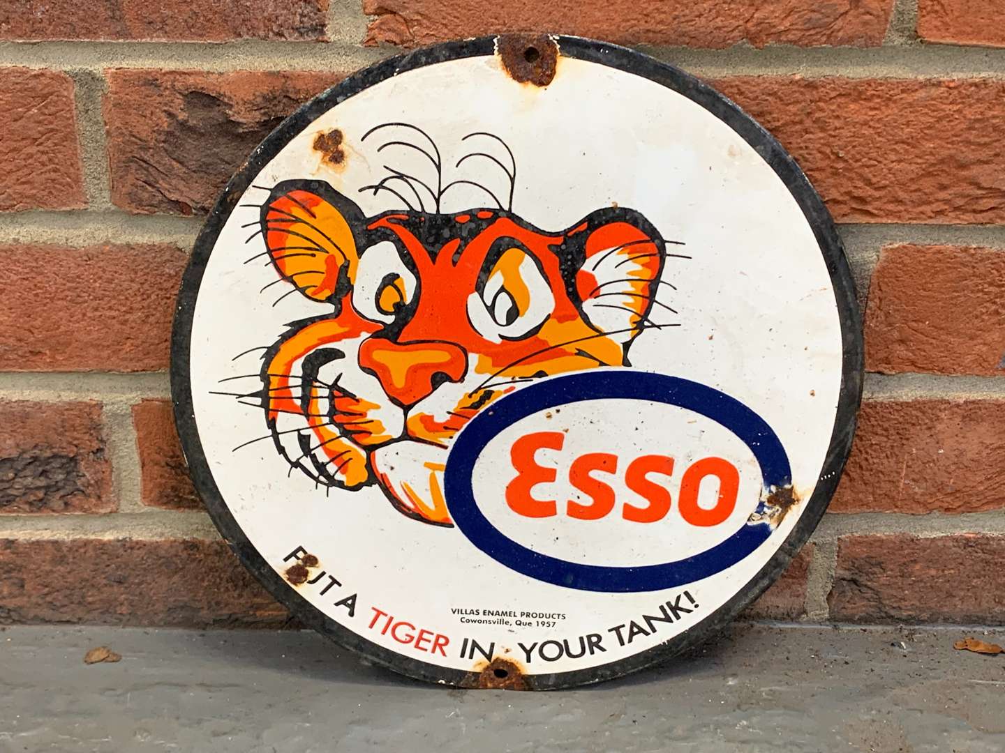 <p>Esso “Put A Tiger in Your Tank” Small Enamel Sign</p>