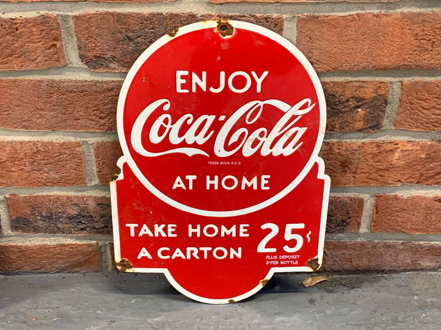<p>Enjoy Coca Cola At Home Enamel Sign</p>