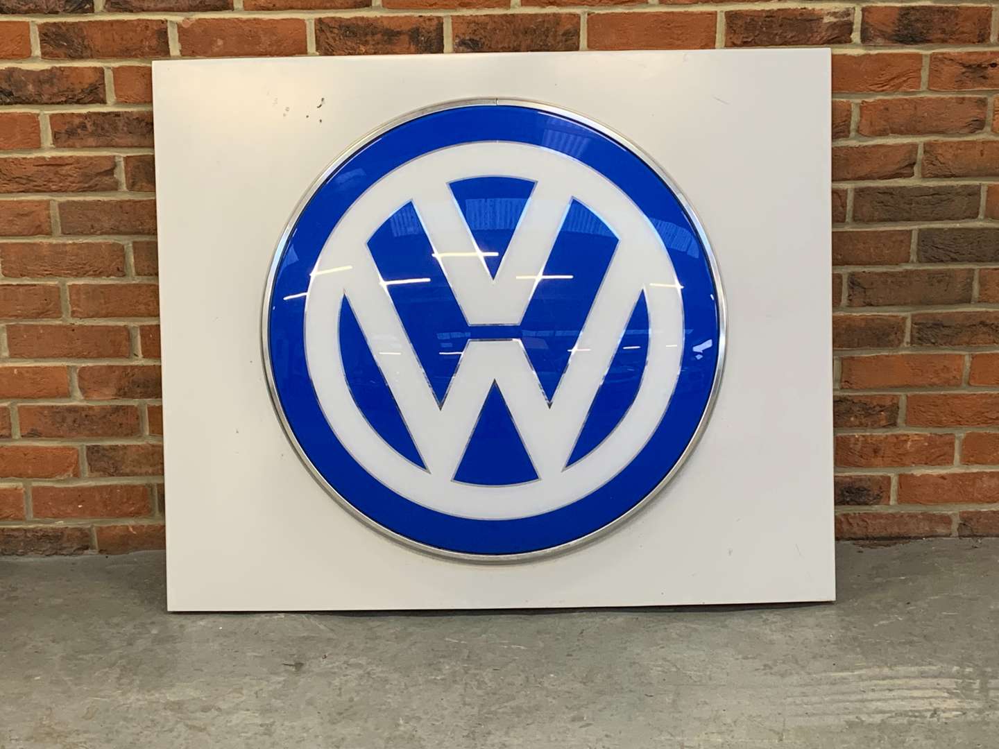 <p>Framed VW Plastic Dealership Emblem Sign</p>