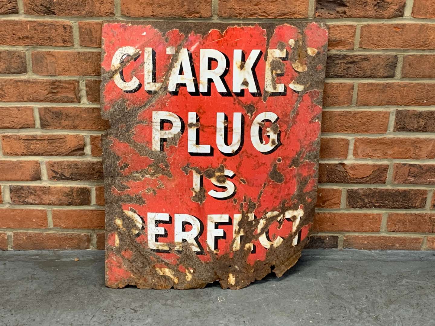 <p>Clarkes Plug is Perfect Enamel Sign</p>