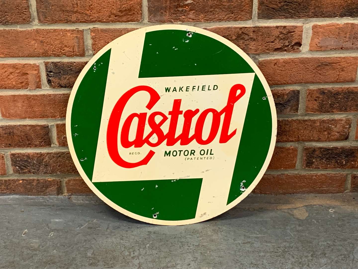 <p>Castrol Wakefield Motor Oil Circular Sign</p>