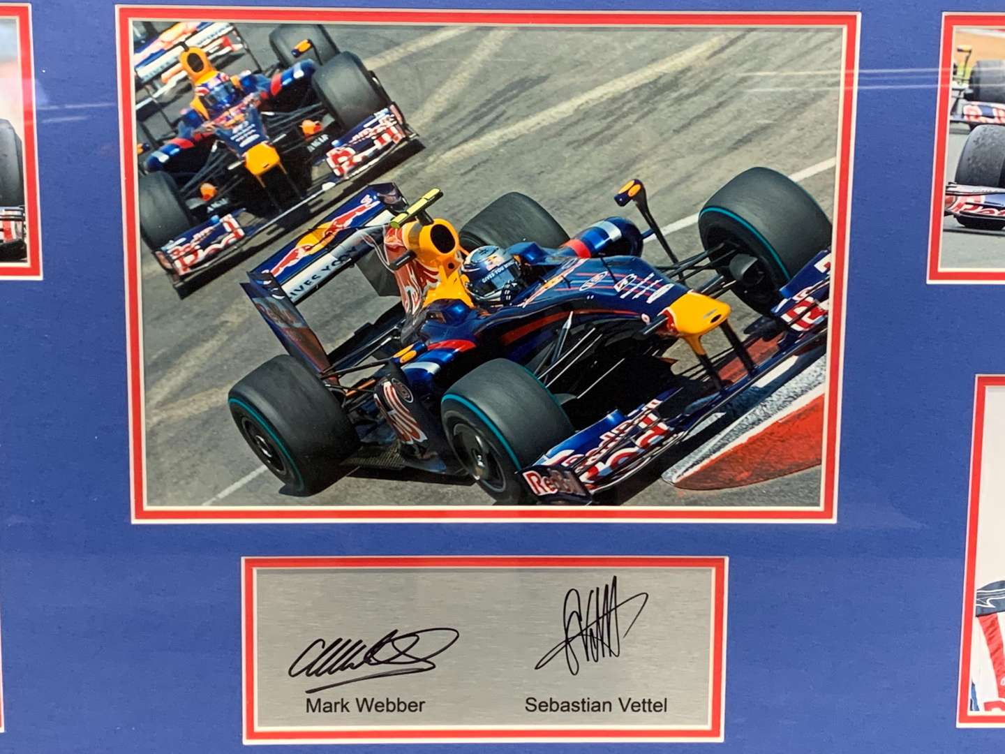 <p>Mark Webber and Sebastian Vettel Red Bull Framed Print</p>