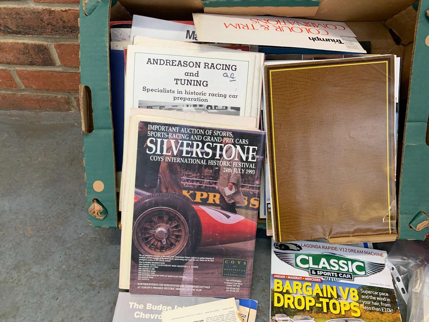 <p>Two Boxes of Mixed Motoring Literature</p>