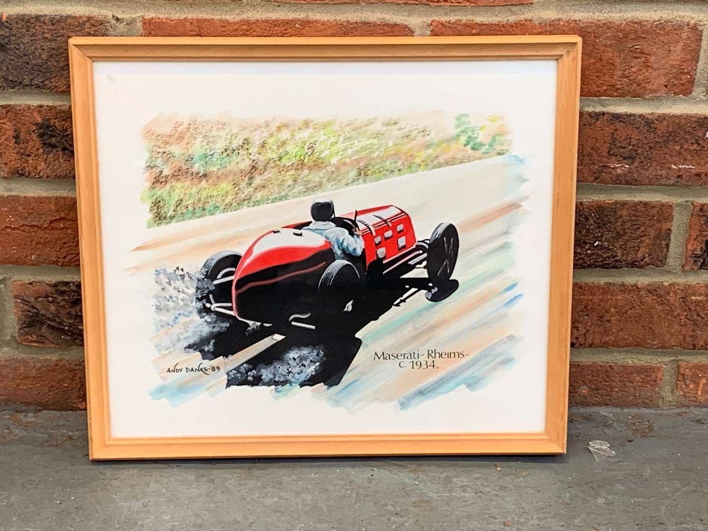 <p>Framed Andy Danks Watercolour of a Maserati at Rheims&nbsp;</p>