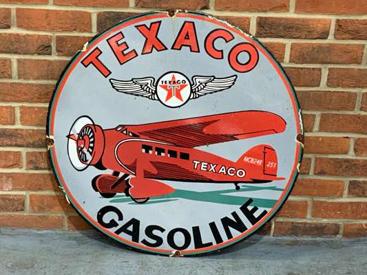 Texaco Aviation Gasoline Circular Enamel Sign | 6th & 7th April ...