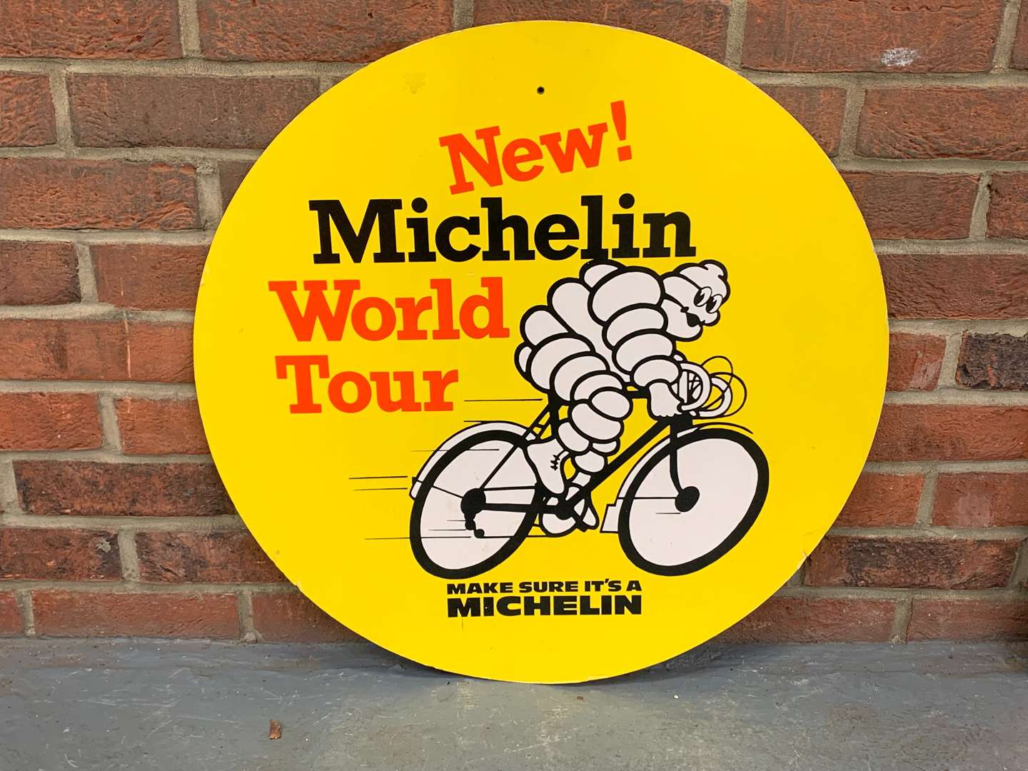 <p>Michelin Cycle Tyre's Circular Cardboard Sign</p>