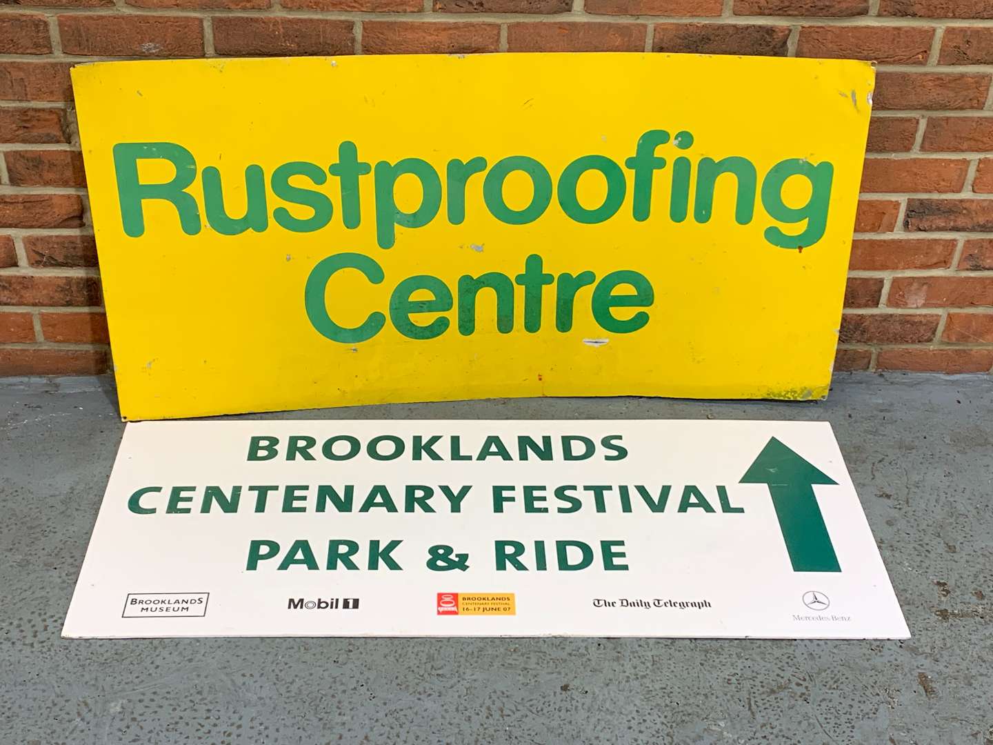 <p>Rustproofing Centre and Brooklands Centenary Signs (2)</p>