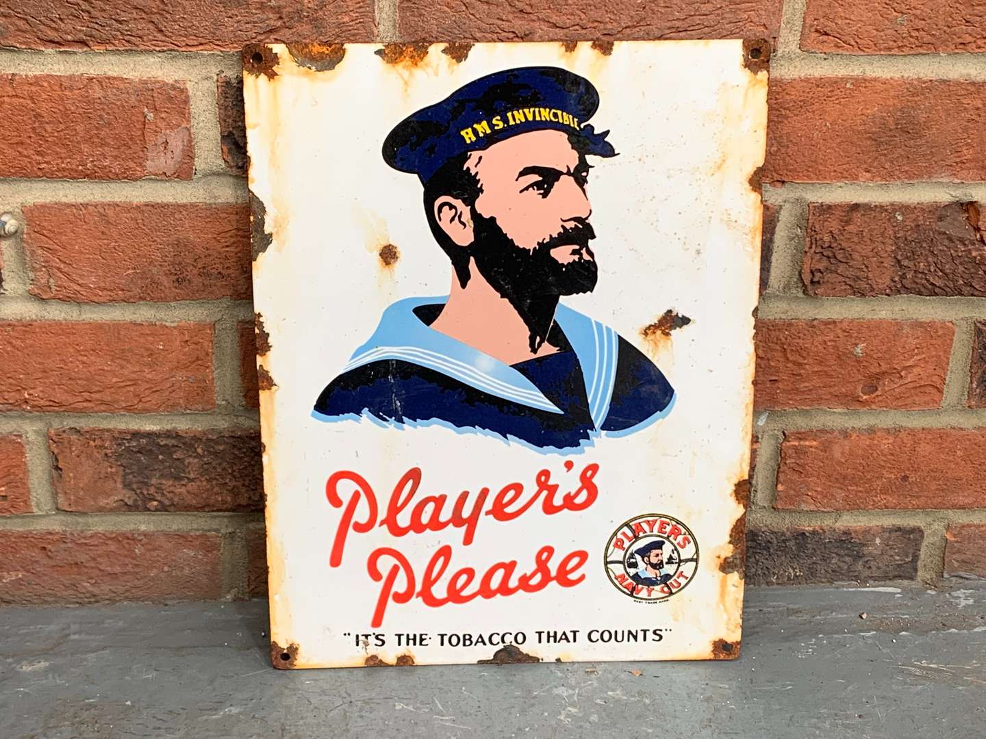 <p>Players Please Cigarettes Small Enamel Sign</p>