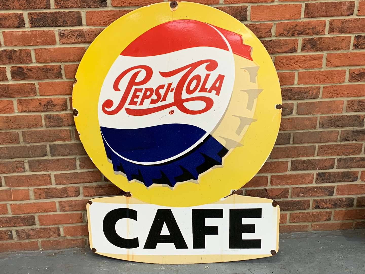 <p>Large Pepsi - Cola Cafe Enamel Sign</p>