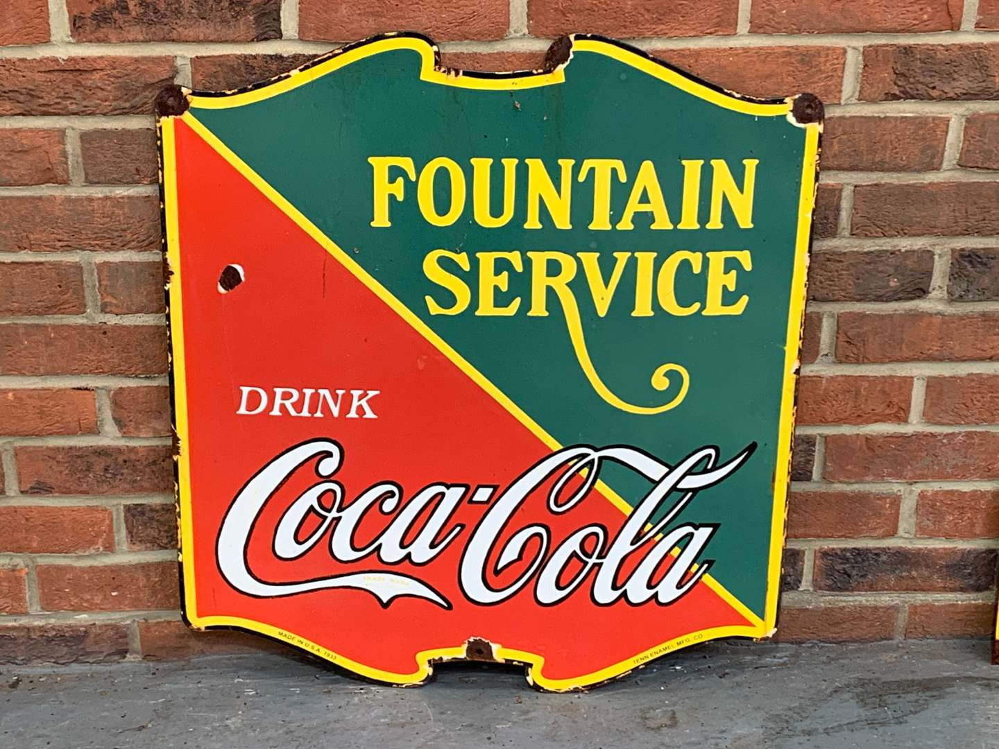 <p>Fountain Service Coca-Cola Enamel Sign</p>