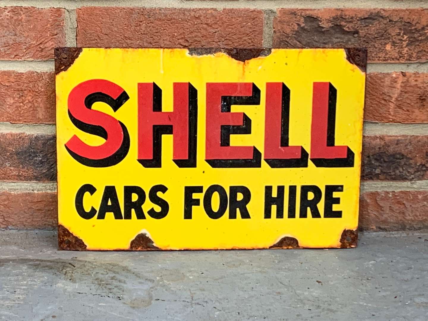 <p>Shell cars For Hire Small Enamel Sign</p>