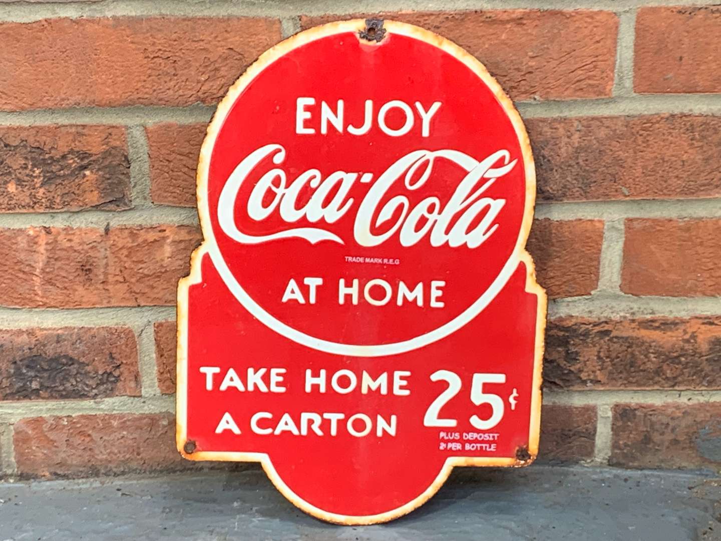 <p>Enjoy Coca-Cola At Home Enamel Sign</p>
