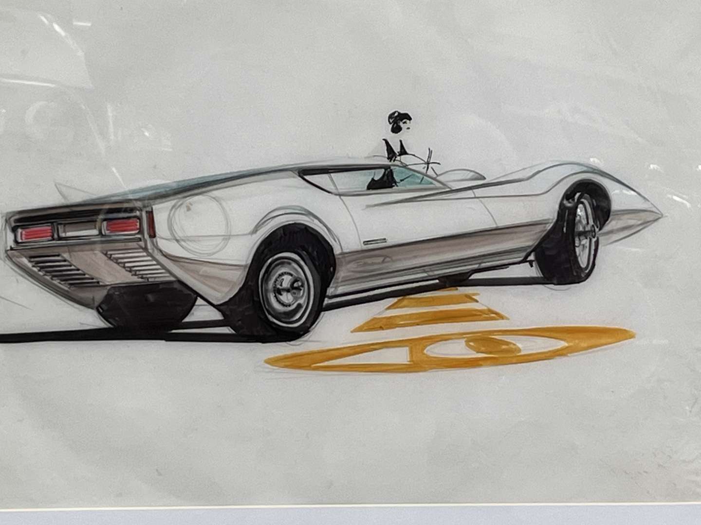 <p>Original Framed Albert McNea Concept Cougar Car 92 x 69cm</p>