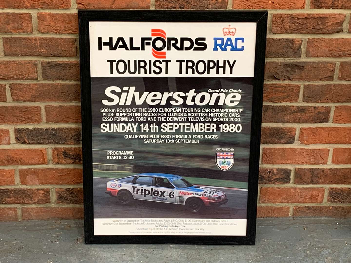 <p>Original Halfords RAC Silverstone 1980 Framed Race Poster</p>