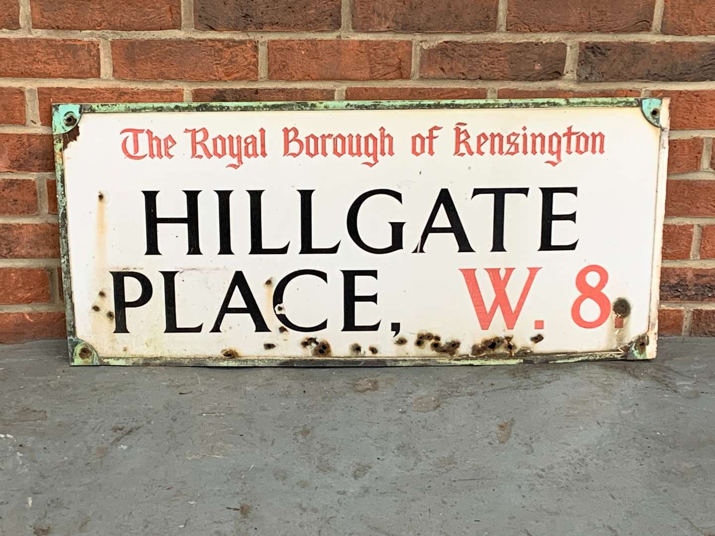 <p>Hillgate Place W.8. Enamel Street Sign</p>
