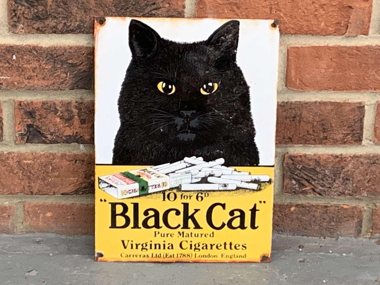 <p>Black Cat Cigarettes Enamel Sign</p>