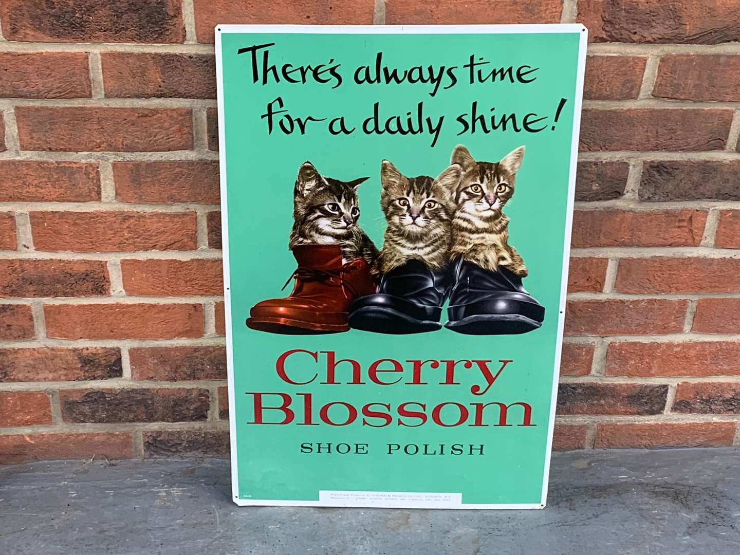 <p>Tin Cherry Blossom Boot Polish Sign</p>