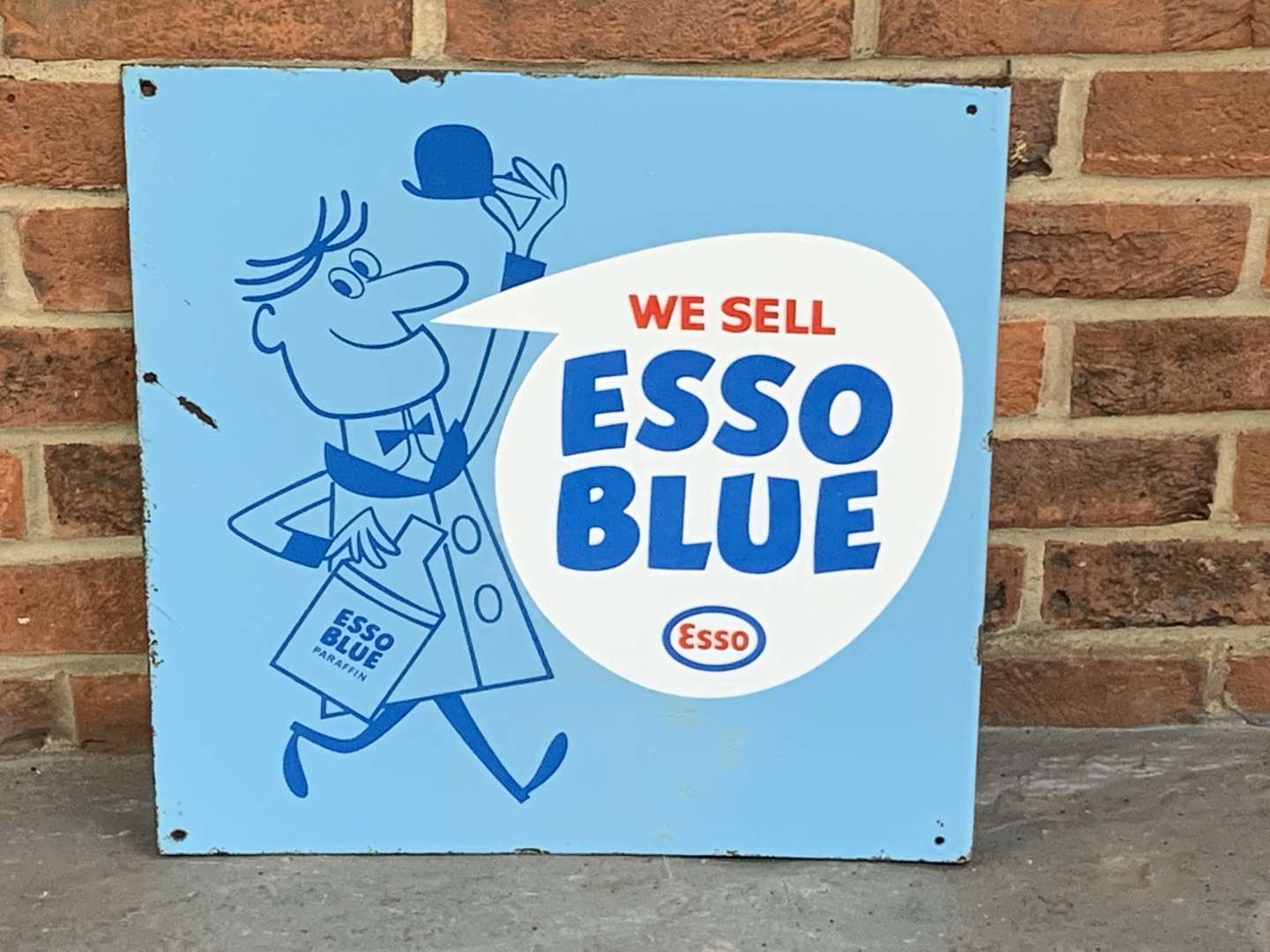 <p>Esso Blue Enamel Flange Sign</p>