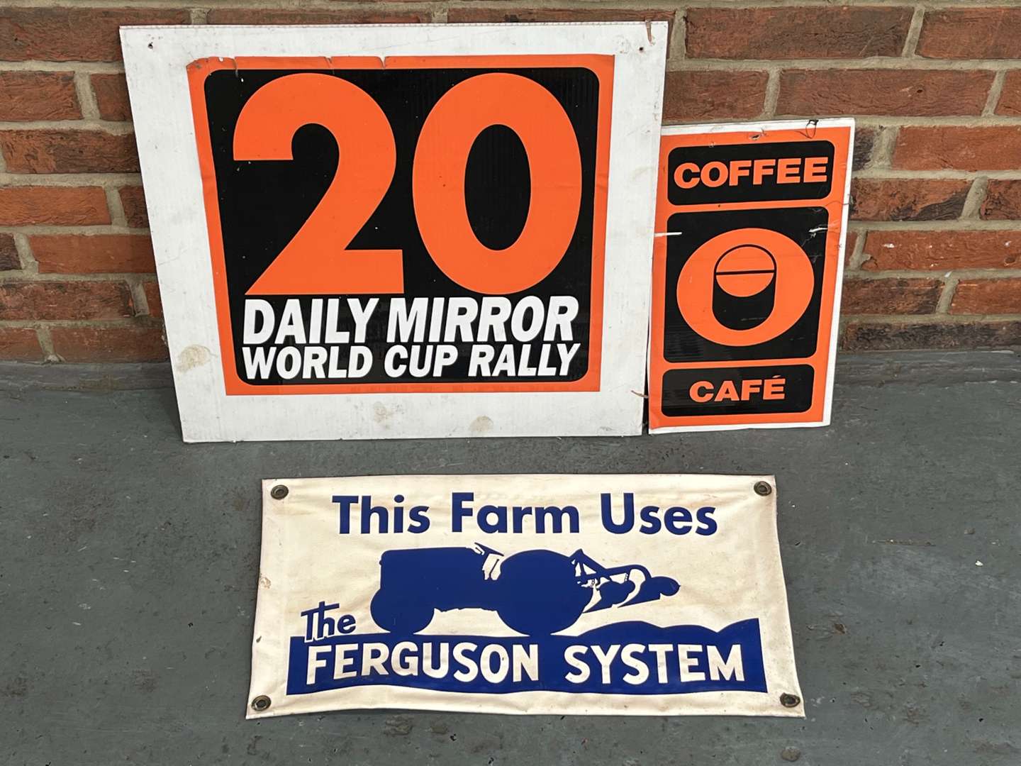 <p>Daily Mirror Rally Sign,Coffee Sign and The Ferguson System Banner (3)</p>