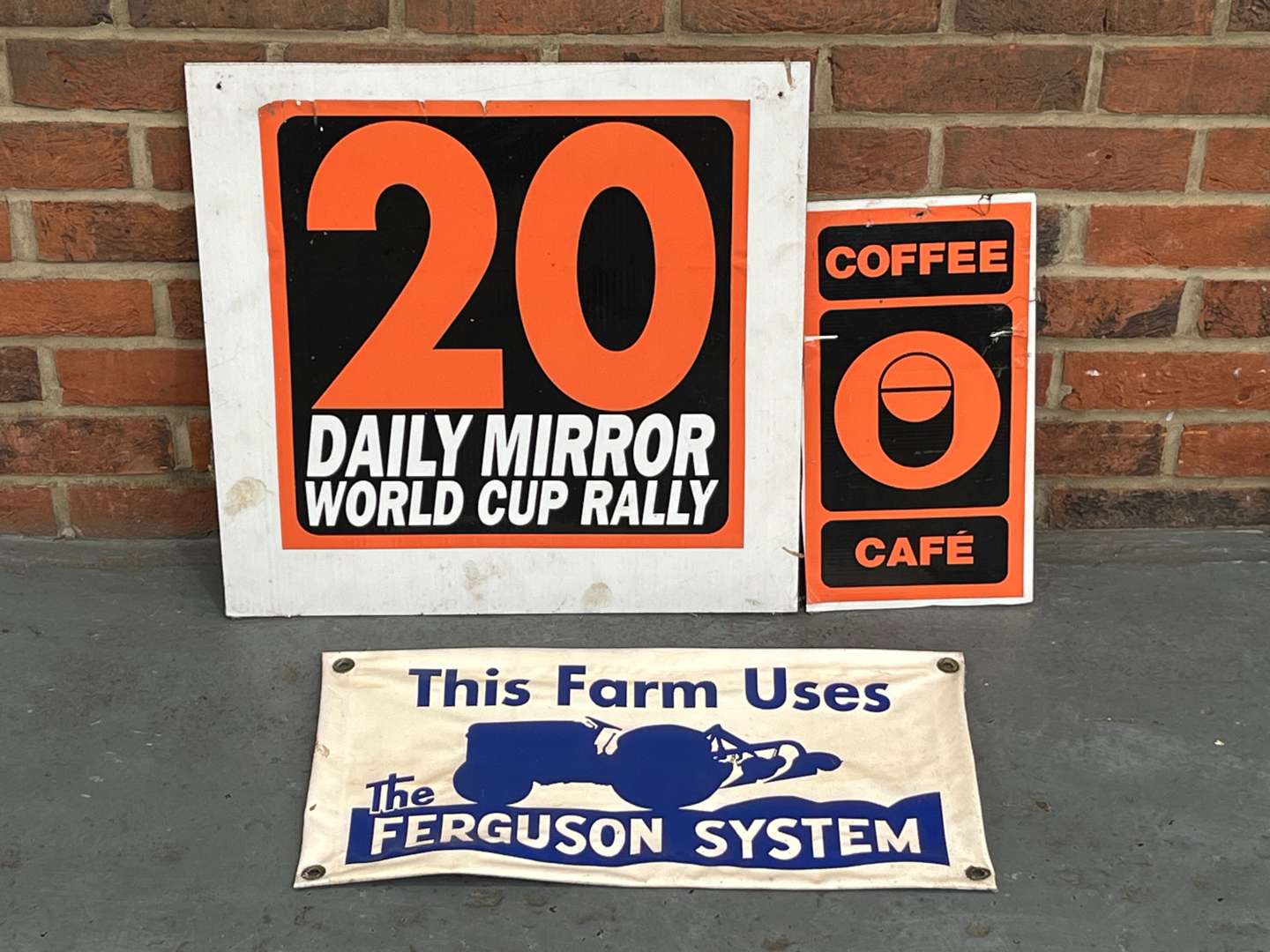 <p>Daily Mirror Rally Sign,Coffee Sign and The Ferguson System Banner (3)</p>