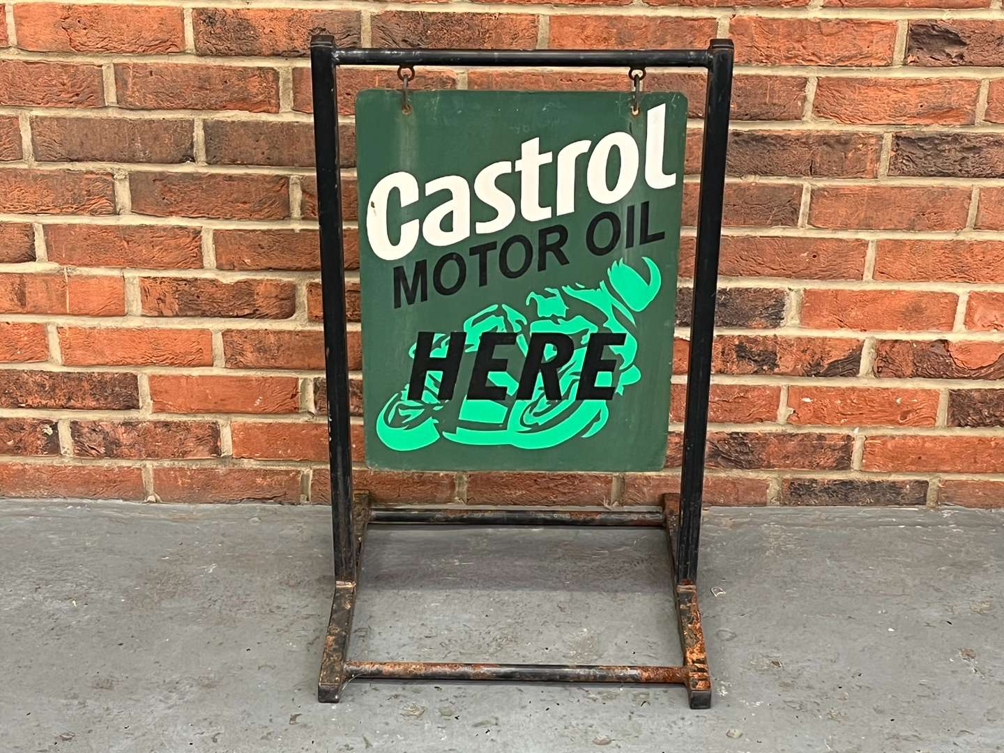 <p>Castrol Motor Oil Made Swinging Sign</p>