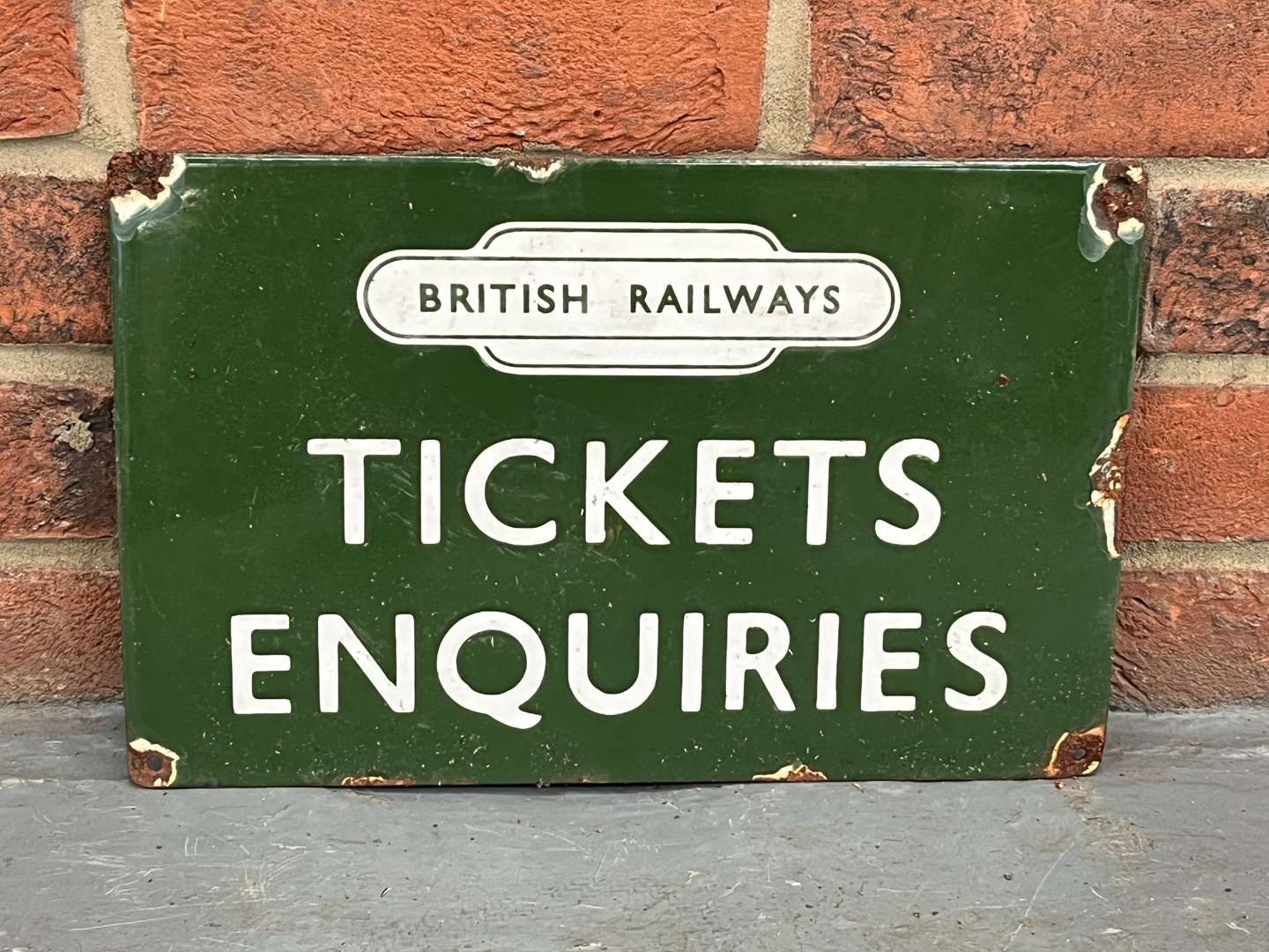 <p>British Railway Ticket Enquiries Enamel Sign</p>