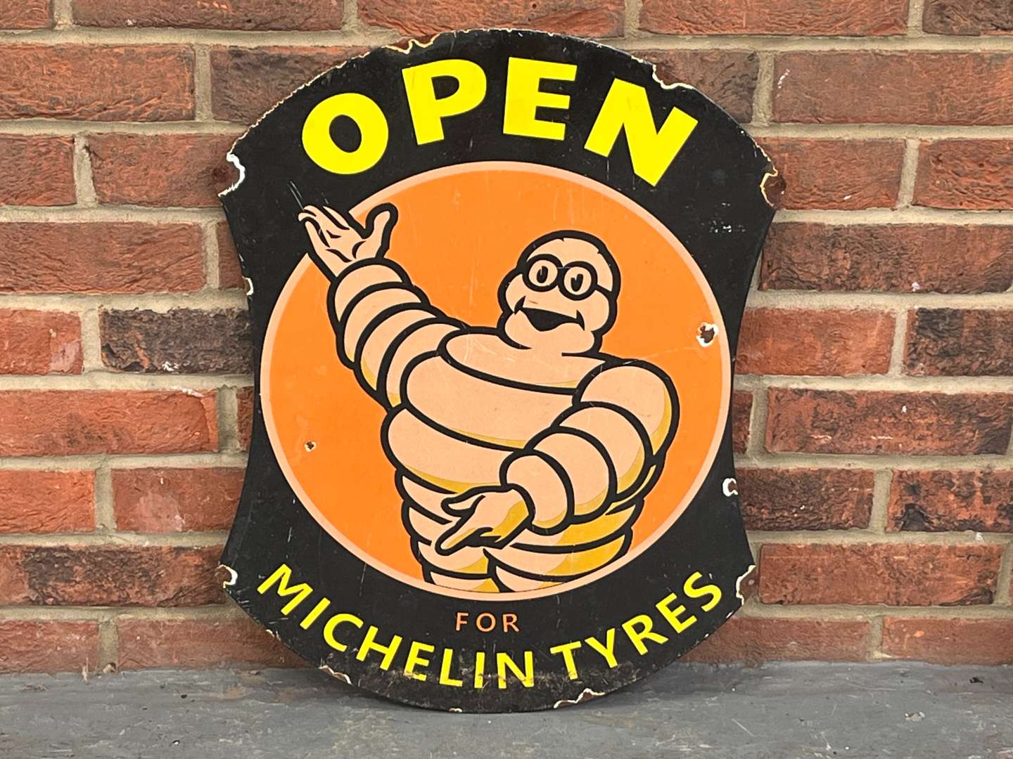 <p>Open For Michelin Tyres Enamel Sign</p>