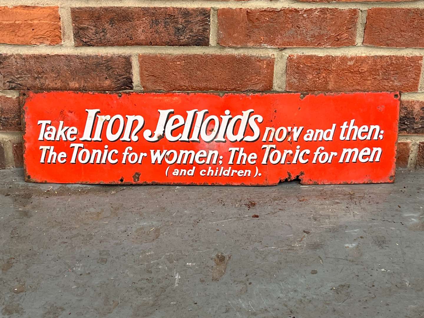 <p>Take Iron Jelloids Enamel Sign</p>