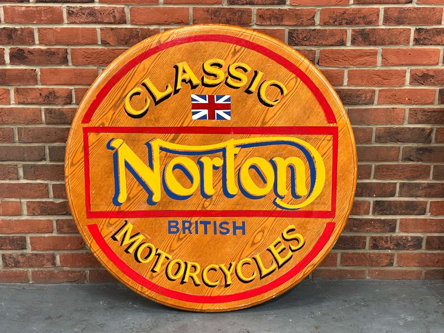 <p>Norton Classic Motorcycles Circular Painted Table Top</p>