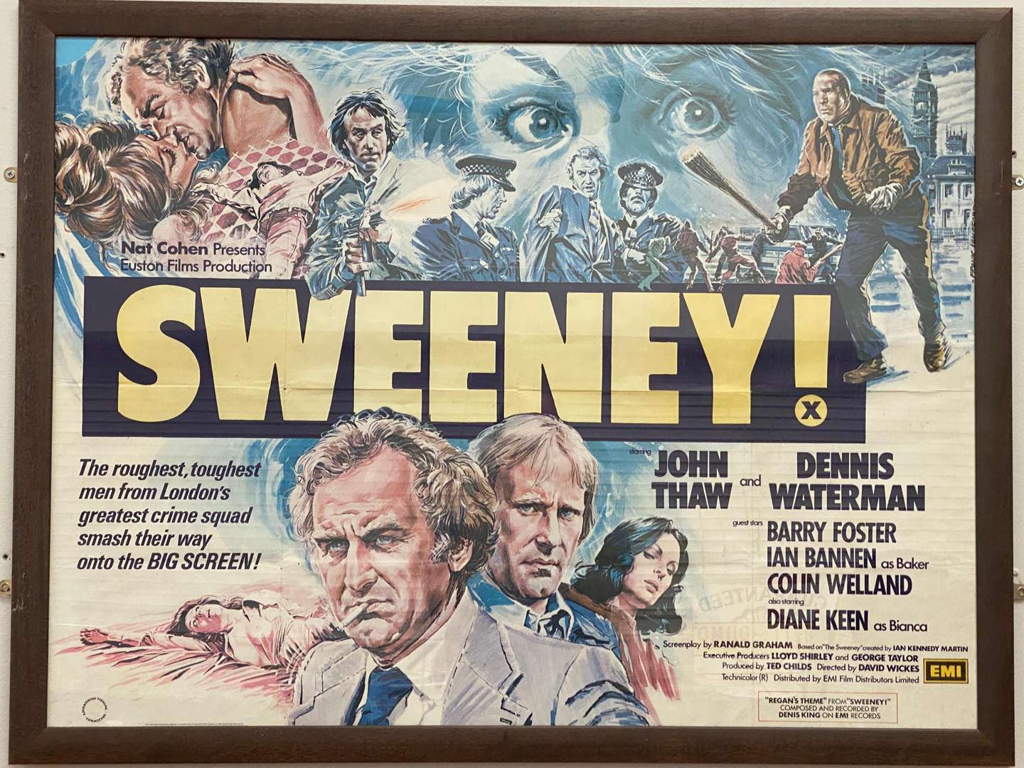 <p>“SWEENEY!”, 1977, John Thaw & Dennis Waterman, a framed original film poster</p>