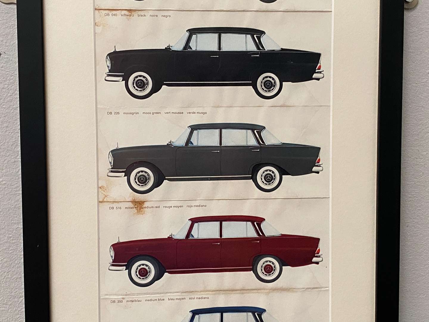 <p>MERCEDES-BENZ, a framed late 1950's/ early 1960's paint colour chart</p>