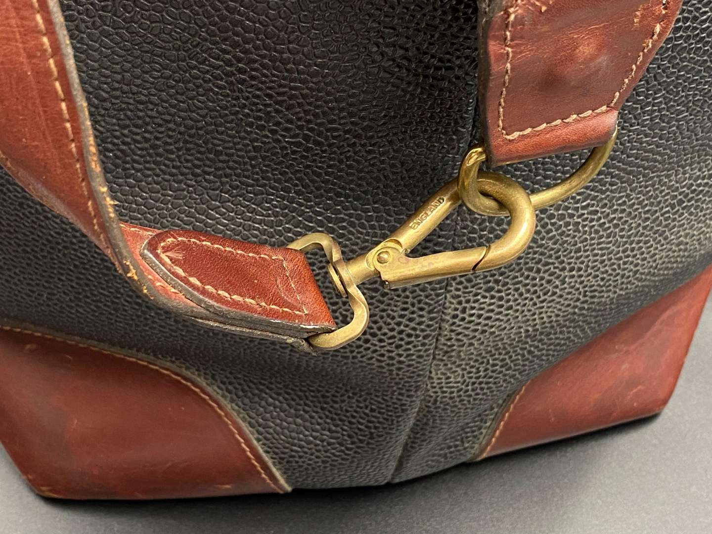 <p>MULBERRY, a Scotchgrain leather, black & tan, weekend holdall</p>