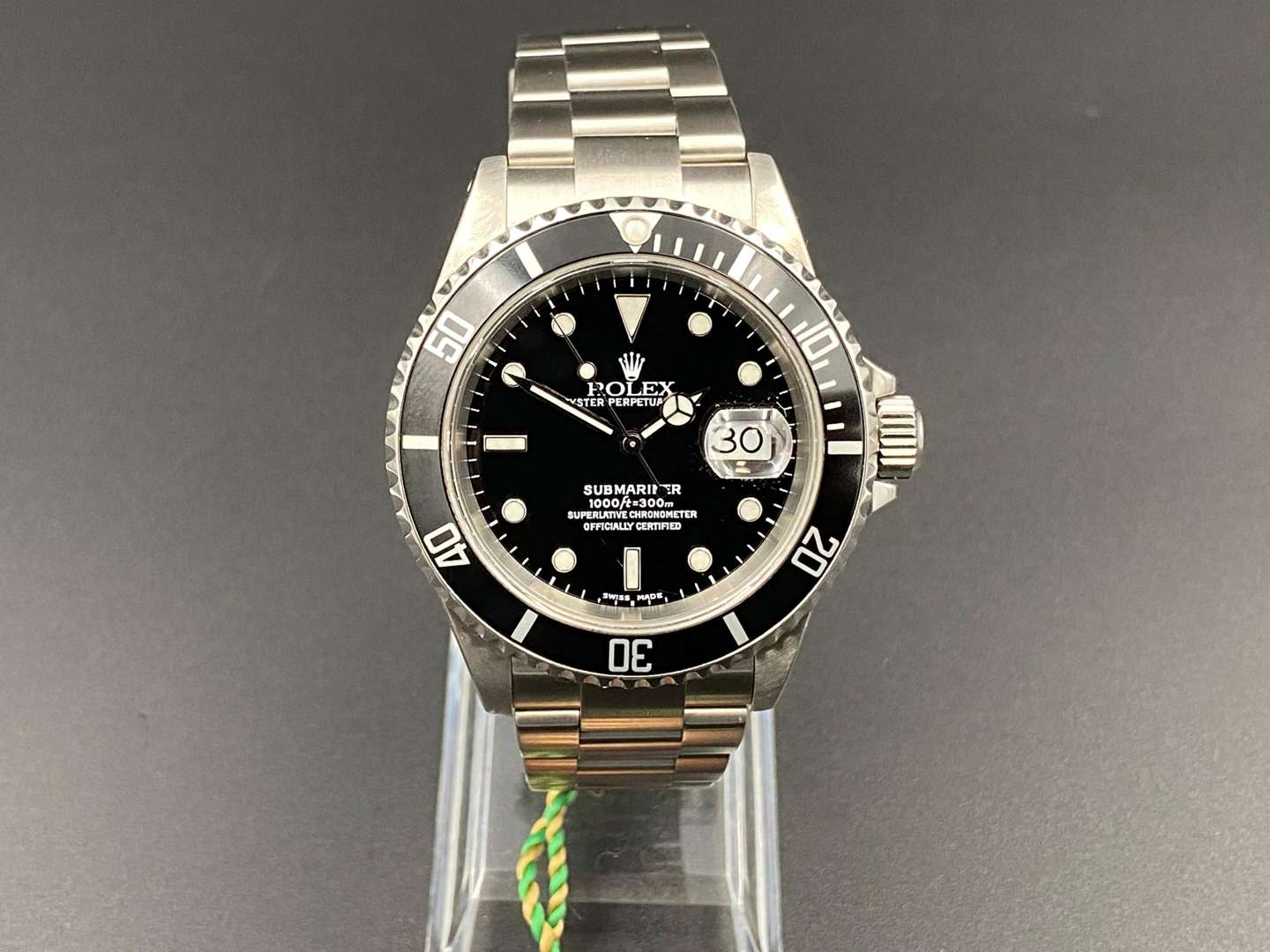 <p>ROLEX, “Submariner”, stainless steel, automatic, centre seconds, calendar wristwatch. Ref 16610, Serial Number P575641, 2000.</p>