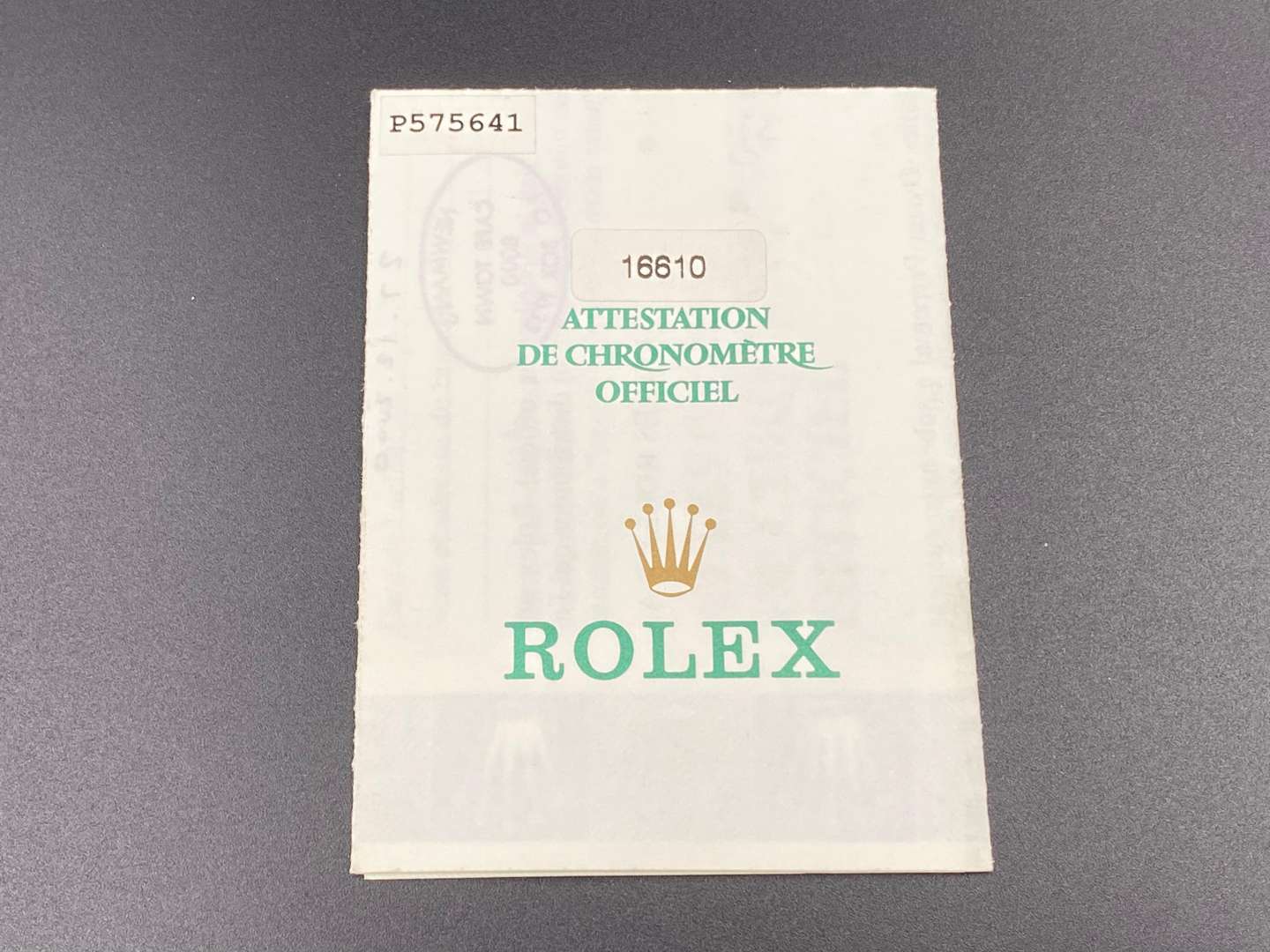 <p>ROLEX, “Submariner”, stainless steel, automatic, centre seconds, calendar wristwatch. Ref 16610, Serial Number P575641, 2000.</p>