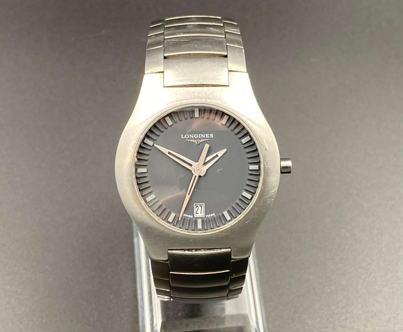 <p>LONGINES, “Oposition”, L3 617 4, a quartz, stainless steel, centre seconds, calendar wristwatch.&nbsp;</p>