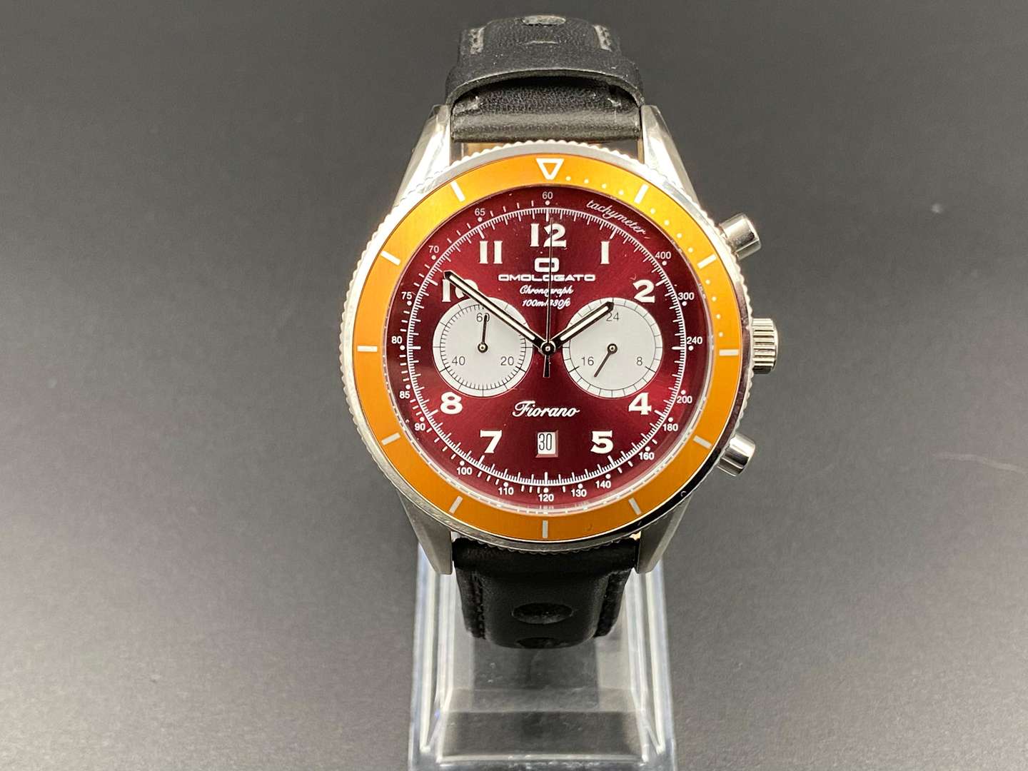 <p>OMOLOGATO, “Fiorano”, stainless steel, quartz, chronograph wristwatch,&nbsp;</p>