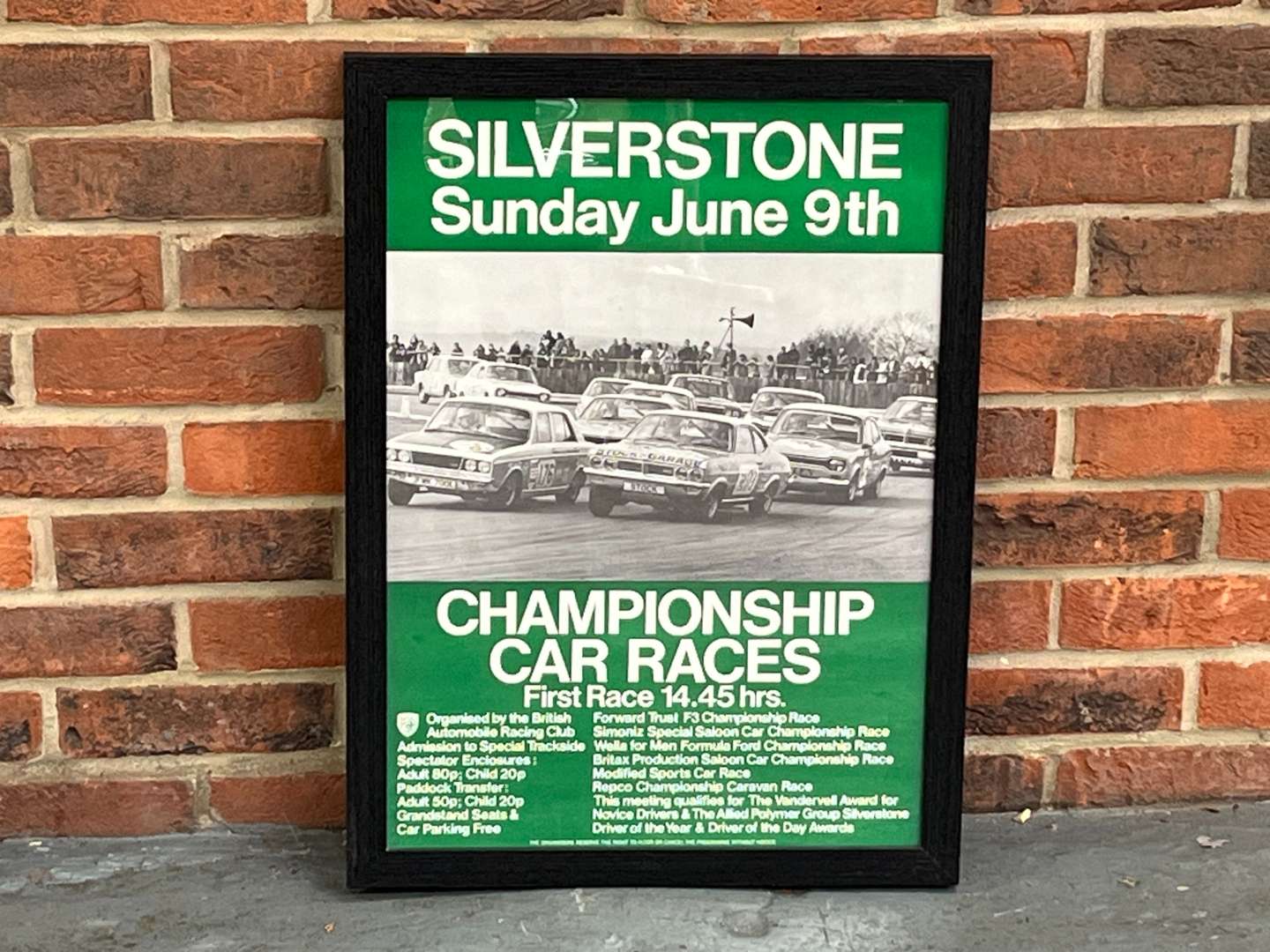 <p>Original Silverstone Framed Championship Car Races Poster</p>