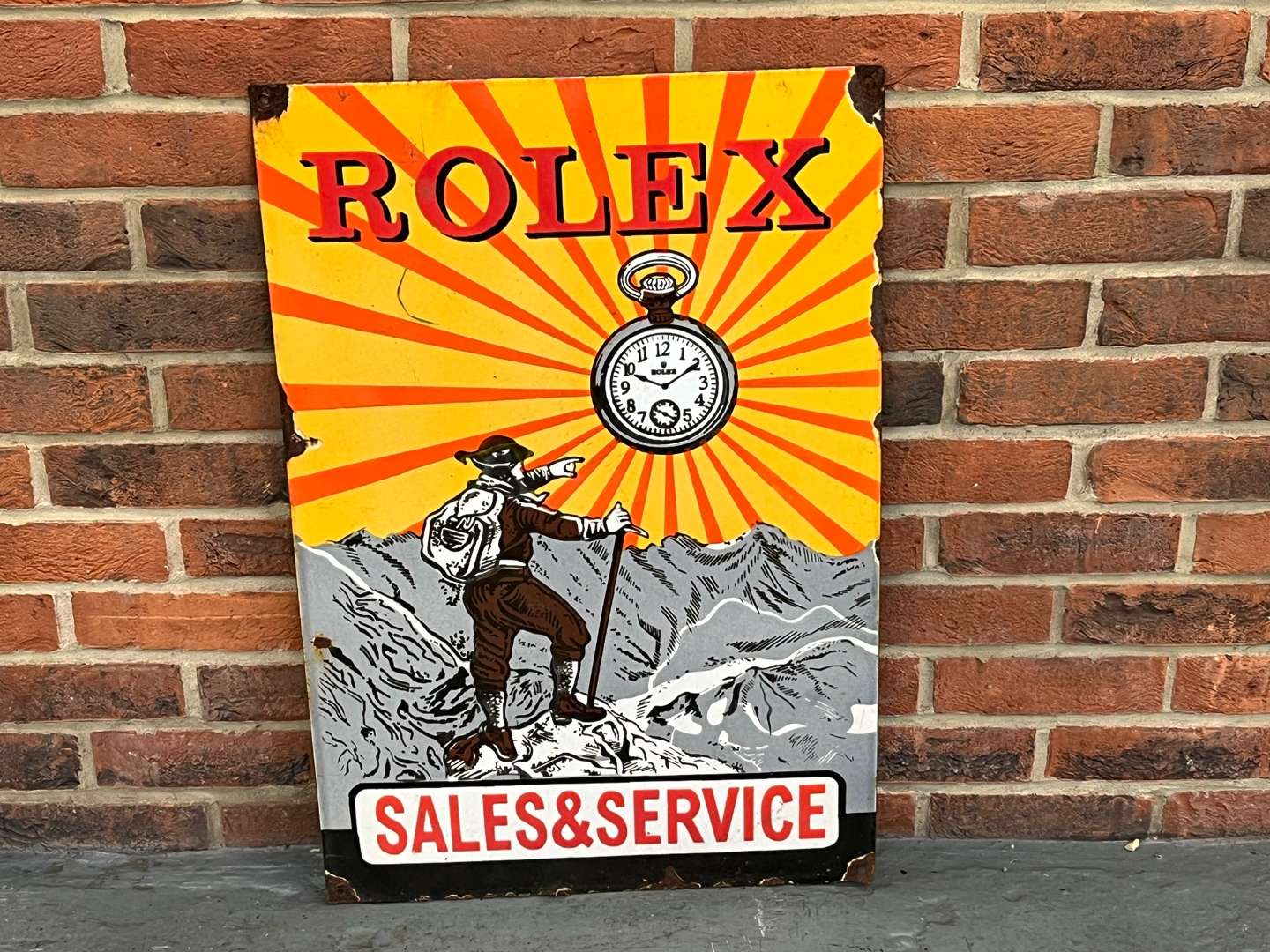 <p>Rolex Sales and Service Enamel Sign</p>