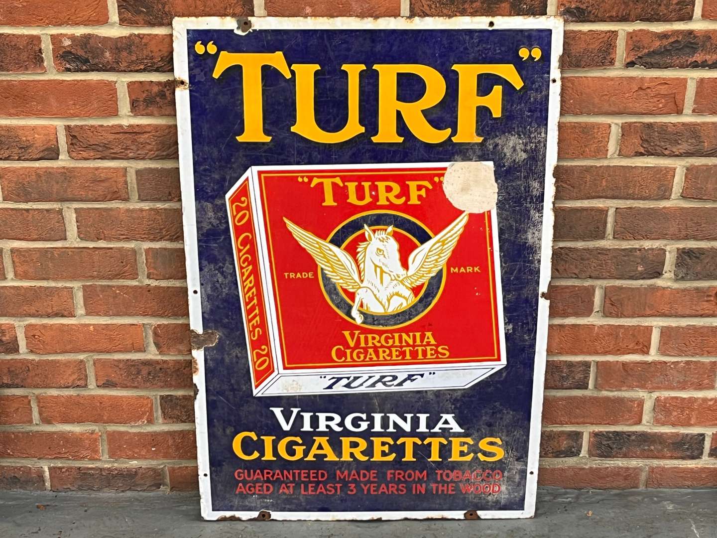 <p>Turf Virginia Cigarettes Enamel Sign</p>