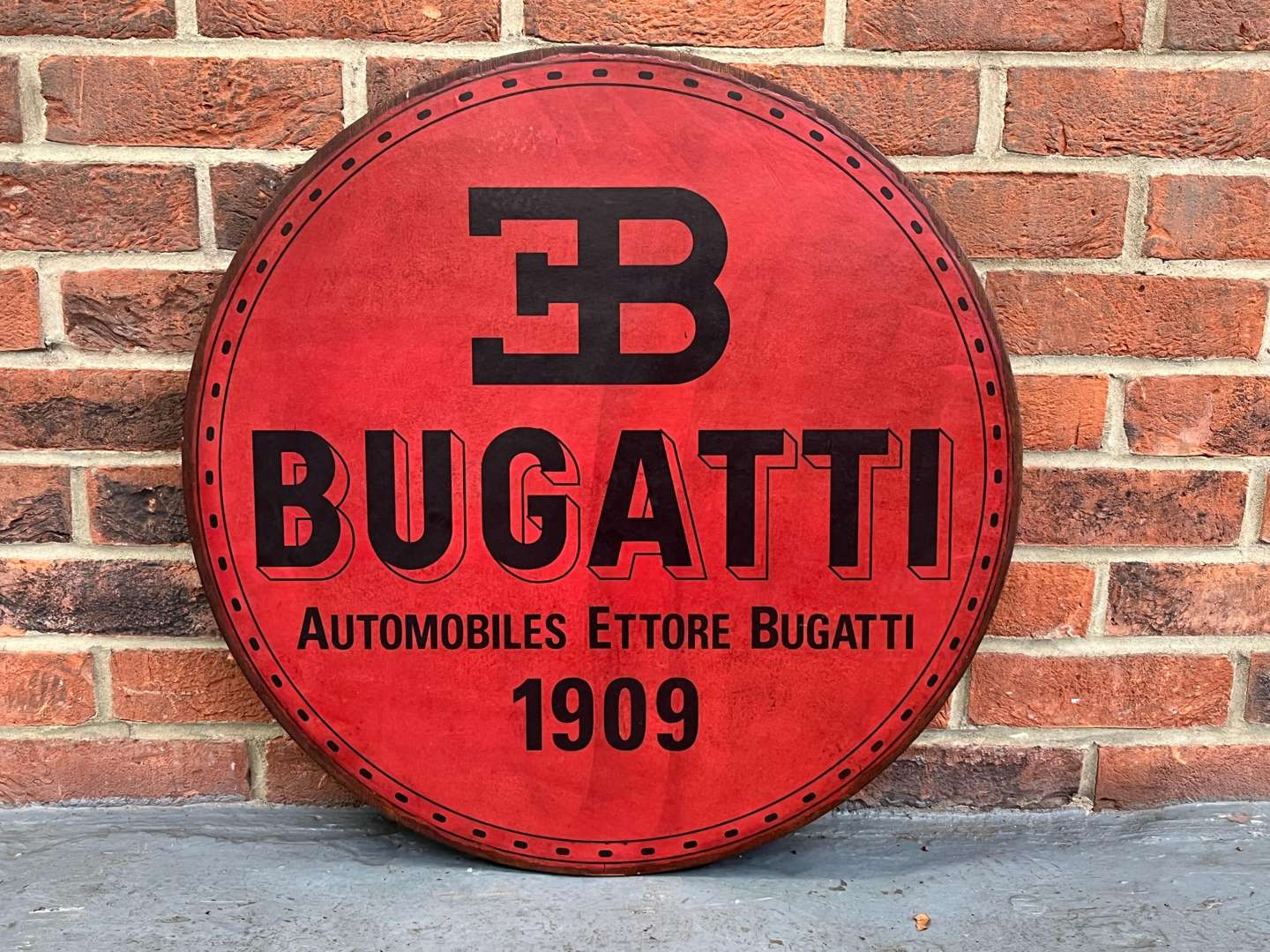 <p>Bugatti Wooden Made Circular Sign</p>