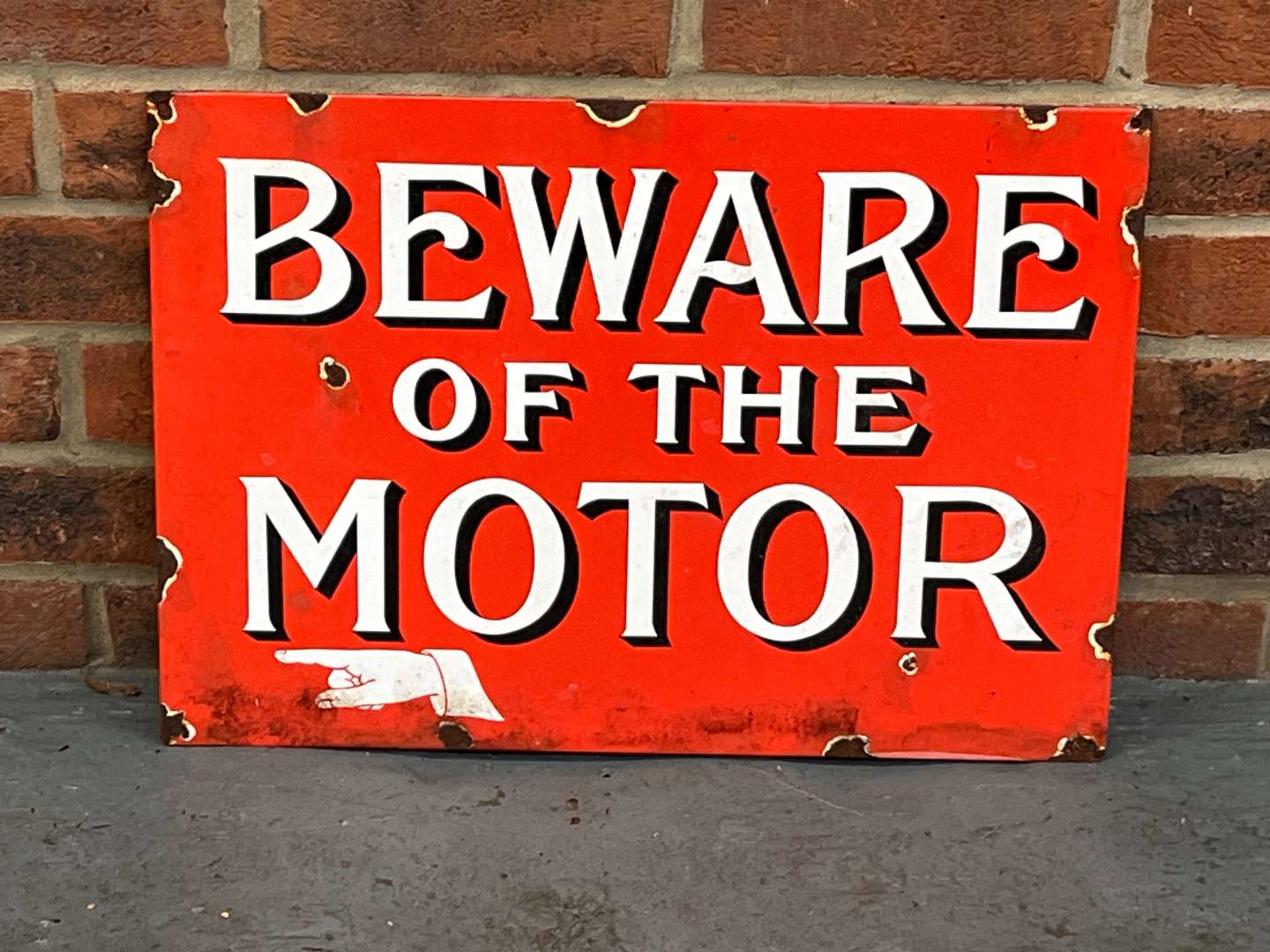 <p>Beware of The Motor Enamel Sign</p>