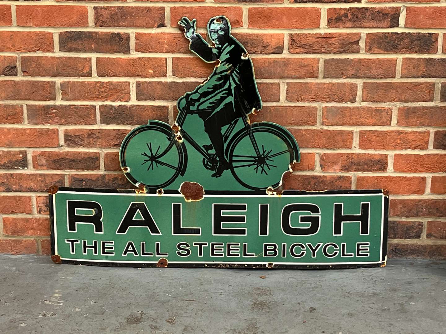 <p>Raleigh “The All Steel Bicycle” Enamel Sign</p>