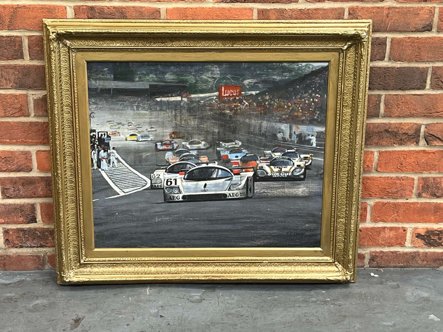 <p>Oil On Board Of 24 Hour Le Man Race</p>