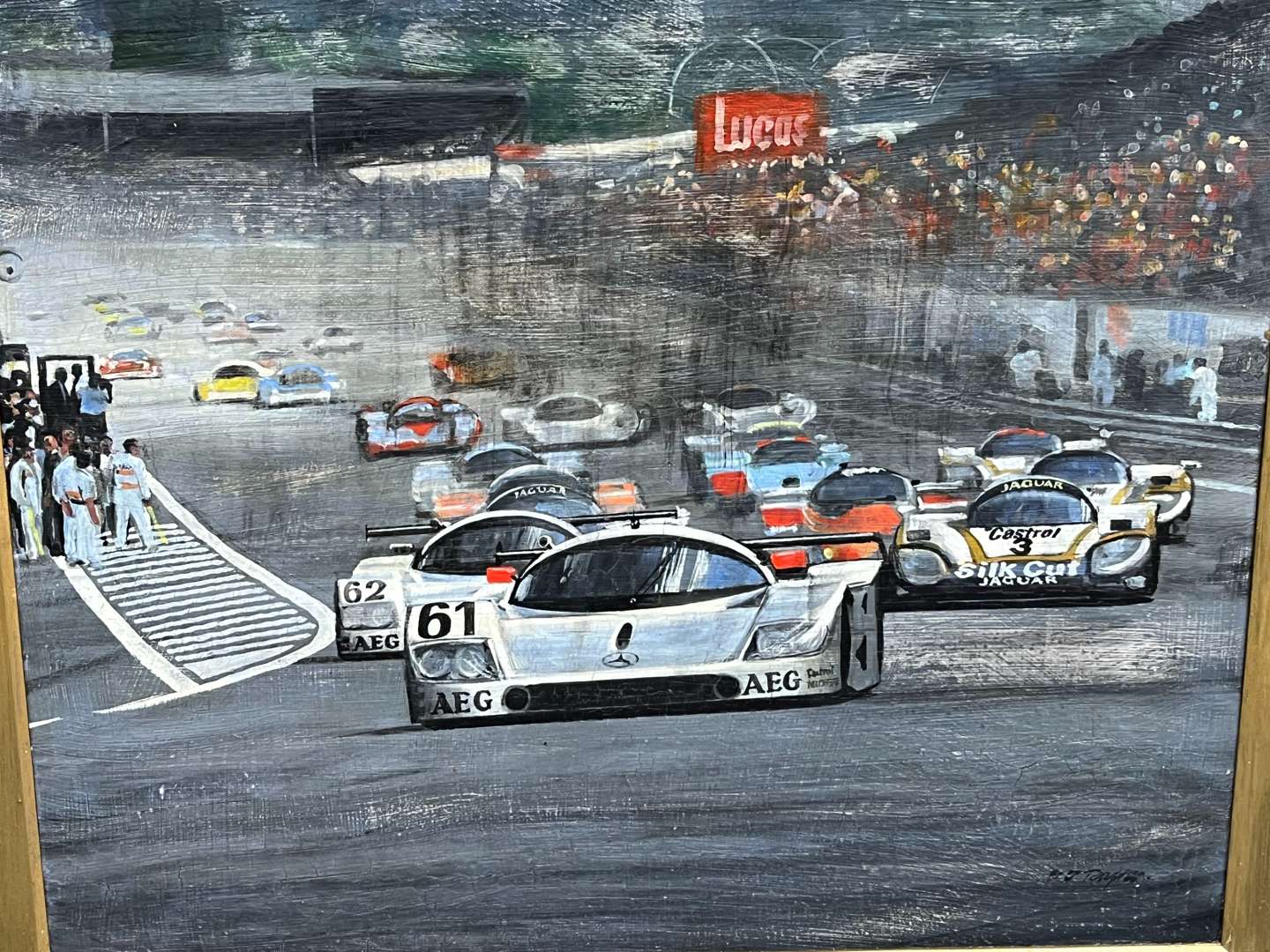 <p>Oil On Board Of 24 Hour Le Man Race</p>