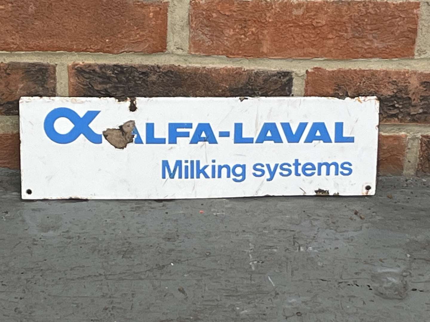 <p>Alfa-Laval Milking Systems Enamel Sign</p>