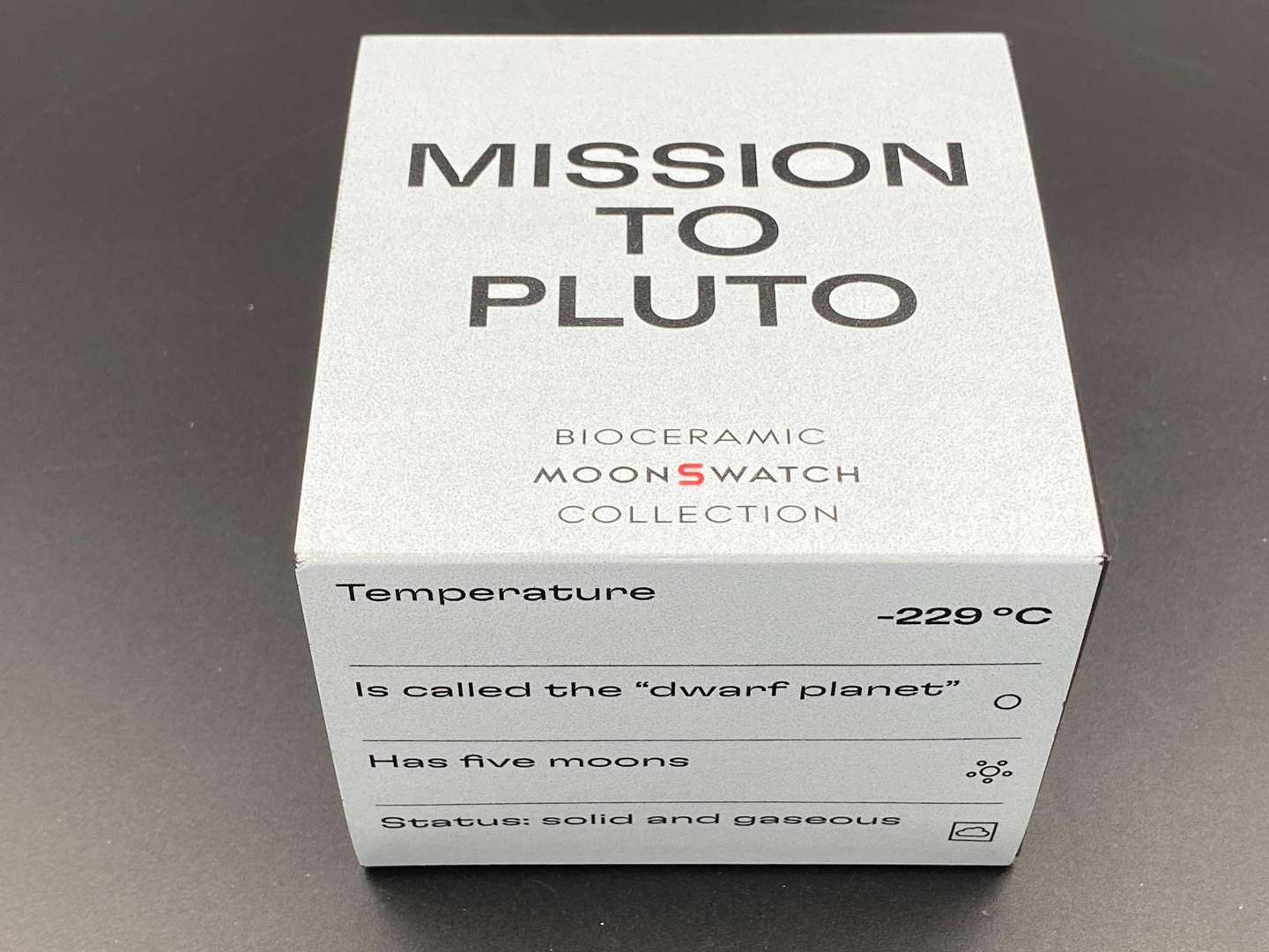 <p>SWATCH Moonswatch “Mission to Pluto” bioceramic two button quartz chronograph watch</p>