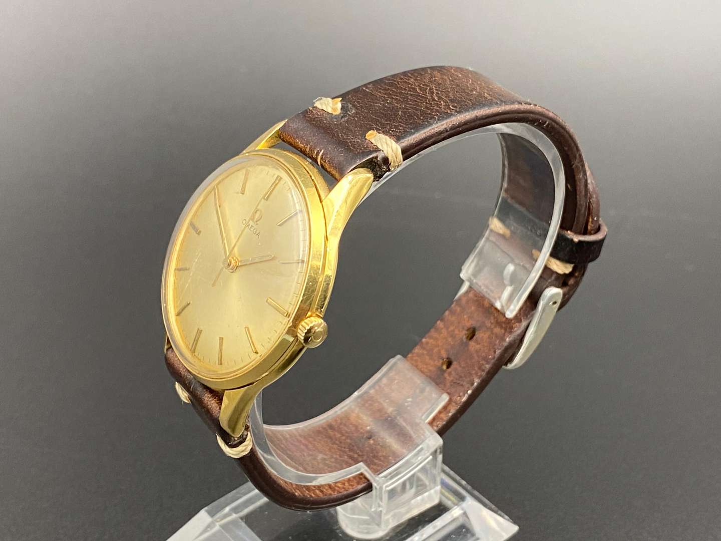 <p>OMEGA a gold plated centre seconds wristwatch</p>