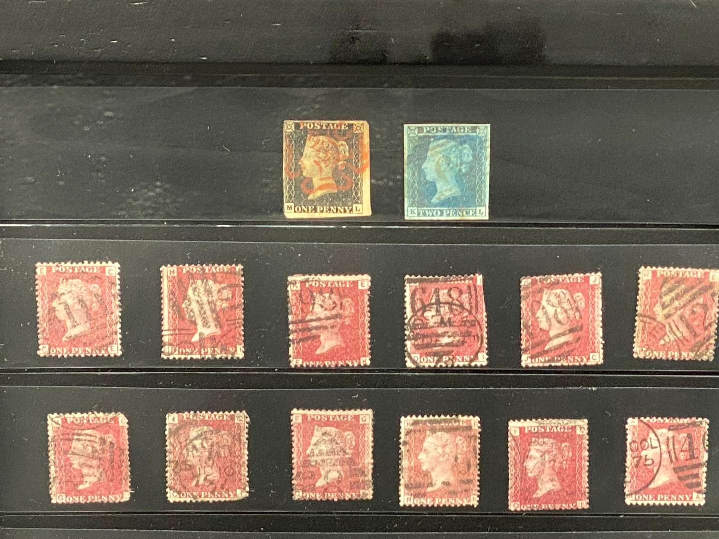 <p>A framed Victorian stamp collection</p>